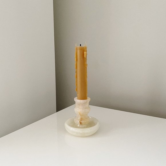 Vintage White Onyx Candle Holder - Picture 1 of 7